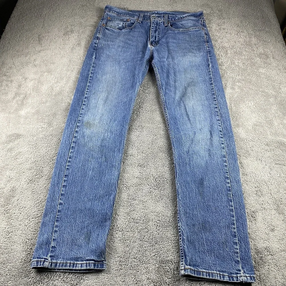Levis 505 Straight Leg Jeans Mens 34x30 Blue Medium Wash Mid Rise‎